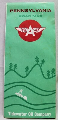 TIDEWATER OIL FLYING A PENNSYLVANIA HIGHWAY ROAD MAP 1963 VINTAGE TRAVEL - Image 1 of 4