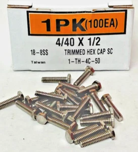 Nuevos tornillos de tapa hexagonal recortados de 4/40 x 1/2", acero inoxidable 18-8 (100ea) - Imagen 1 de 4