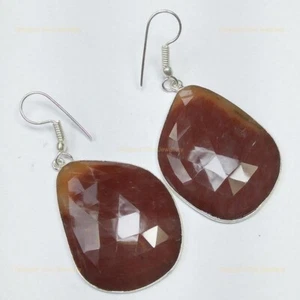 Heart Chakra Fancy Aventurine Gemstone Dangle Earrings Jewelry 925 Silver Finish - Picture 1 of 8