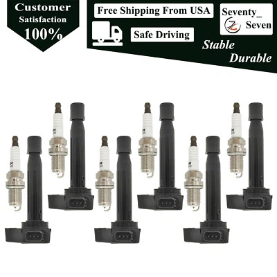 Kit de 6 bobinas de encendido e iridio para Honda Accord 2001-2007 3,0 L Foto 1 de 4