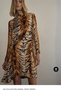 VESTIDO CRUZADO SATINADO ESTAMPADO ANIMAL ZARA ~ TALLA M - BLOGGERS FAV NUEVO CON ETIQUETAS - Imagen 1 de 12