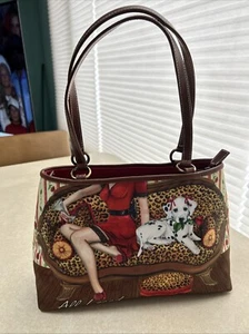 NWT Isabella Fiore colorful handbag, satchel, dog, woman, couch, sequins, beads - Picture 1 of 16