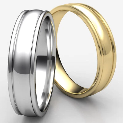 Men's Women's High Polish Comfort Fit Design 6mm 14K Gold Dome Wedding Band Ring - Image 1 of 4