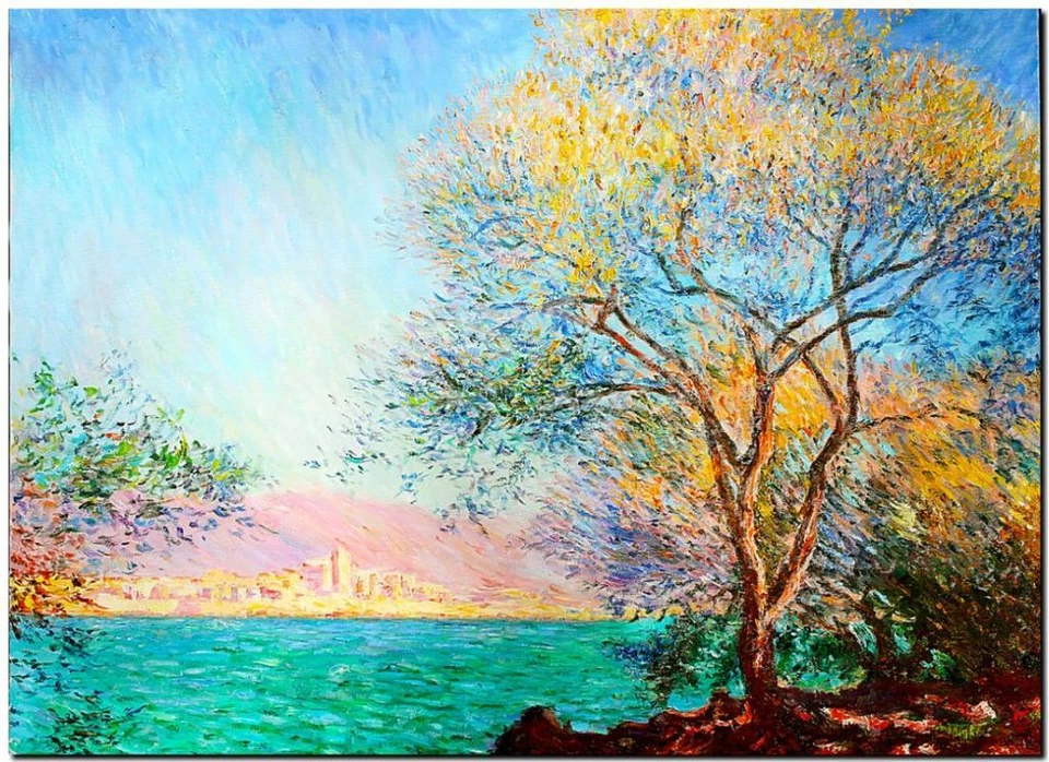 CLAUDE MONET ~ Morning at Antibes  ~ *FRAMED* CANVAS ART Poster ~ 24x16" - Image 1 of 1
