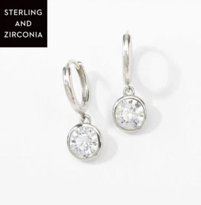 💎Touchstone Crystal Earrings 3/4” Drop Zirconia Sterling Silver New Condition - Picture 1 of 7