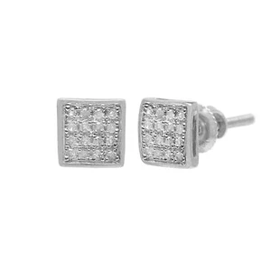 0.10 Ct Round Cut Natural Diamond Stud Earrings 925 Sterling Silver Screw Back - Picture 1 of 6