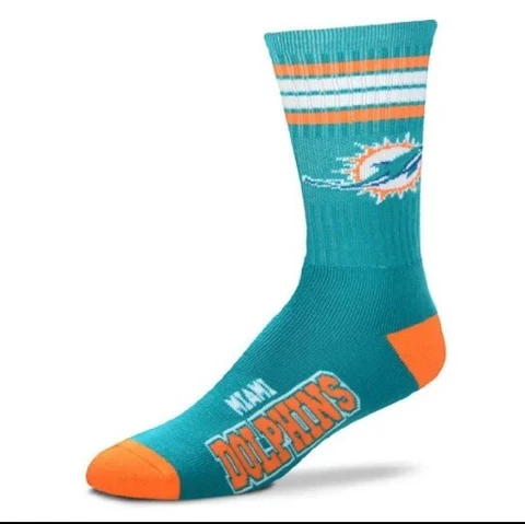 Miami Dolphins Socks 4 Stripe Large Socks Cover