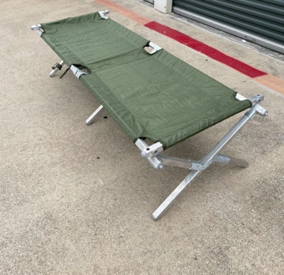 NEW USGI MILITARY CAMPING COT HEAVY DUTY FRAME SLEEPING BED OD GREEN FOLDING USA - Image 1 of 4