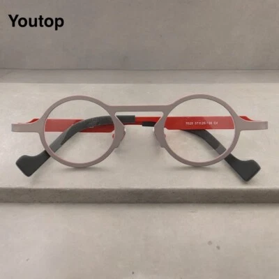Round Pure Titanium Eyeglass Frames Men Women Full Rim Spectacles Top Quality - Image 1 of 4