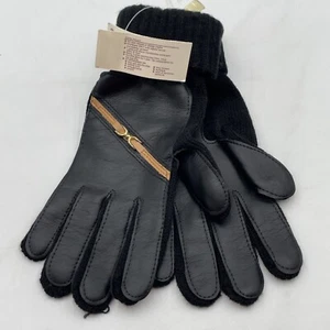 New NOS Vintage Ladies Black Winter Gloves Gold Accent Fashion Shop NWT 90s - Picture 1 of 7