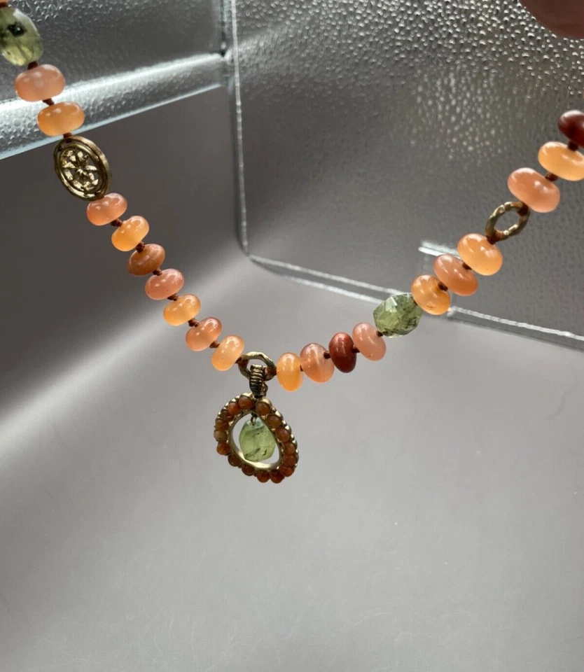 Sigrid Olsen Collar Colgante Óxido Marrón Verde Rondelle Cuentas Usado 2 Vías Foto 1 de 4