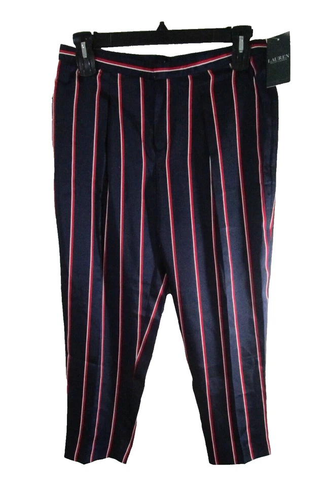 Lauren Ralph Lauren Pants Dress Ankle Navy Blue Striped Women Sz 6 170
