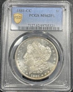 1881-CC Morgan Silver Dollar $1 Choice Uncirculated PCGS MS-62PL Proof Like - Picture 1 of 4