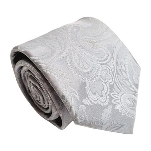 Stacy Adams Silver Paisley Men's Designer Necktie Jacquard Fabric 57x3.25" - Picture 1 of 6