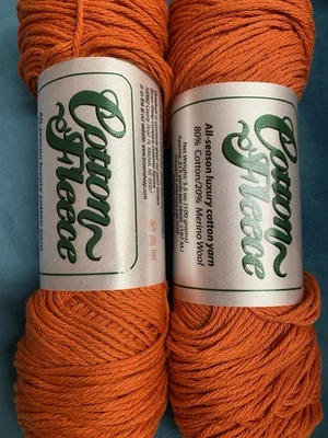 Lote de 2 hilos polar de algodón oveja marrón, peso #4. Naranja. Ideal para el color del equipo Foto 1 de 4