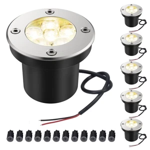 6PCS 5W LED Well Lights Garden Yard Lawn Path Spotlight Landscape Lighting 3000K - Picture 1 of 11
