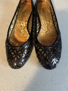 Andrea Carrano Black Perforated  Ballet Flats Women's Size 9.5 - Picture 1 of 9