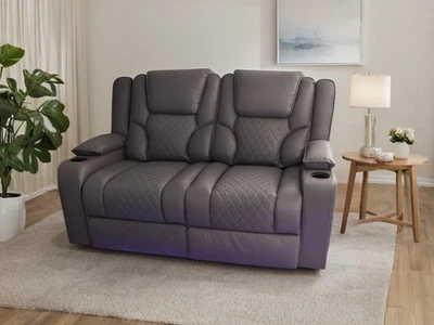 New Electric Recliner 2 Seater Sofa Orlando in Grey Aire Leather | CLEARANCE! - Image 1 of 3