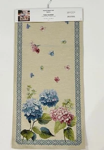 EMME Jacquard Gobelin Style Tapestry Table Runner GARDEN FLOWERS 18x70” Easter - Picture 1 of 8