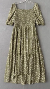 Ann Taylor Petite Damen grün creme Blumendruck Kurzarm Midi Sommerkleid 6P - Bild 1 von 8