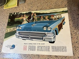 Original 1958 Ford Station Wagon Deluxe Sales Brochue 58 Country Squire Del Rio - Picture 1 of 11
