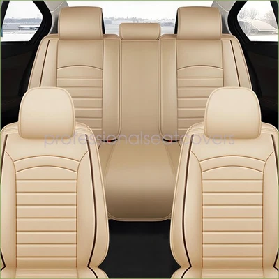 For Lexus Leather Car Seat Covers 5-Seats Front Rear Full Set Protectors Pad Tan - Image 1 of 4