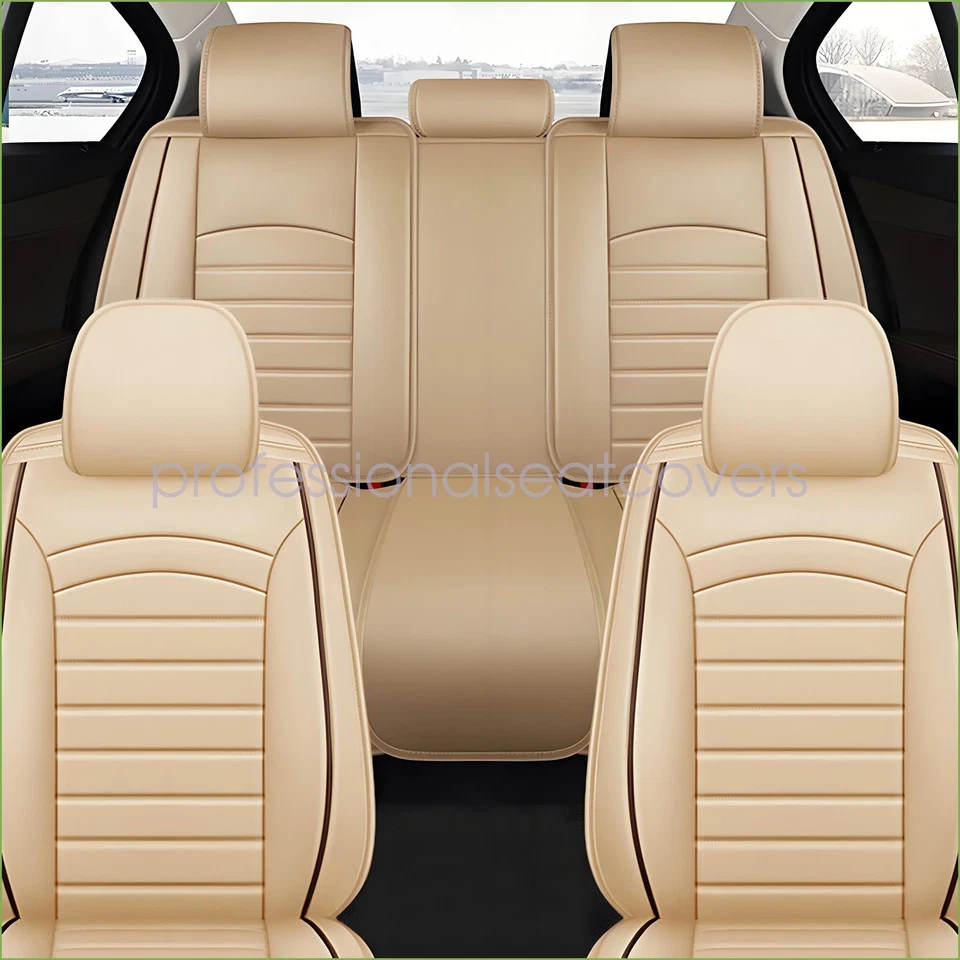 For Lexus Leather Car Seat Covers 5-Seats Front Rear Full Set Protectors Pad Tan - Image 1 of 4