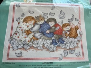 Oliver Otter and Friends Pillow Fight  Cross Stitch Kit DMC NIP - Picture 1 of 2
