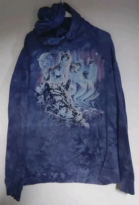 Sudadera con Capucha The Mountain Wolf Para Hombre XL Púrpura "Encuentra 10 Lobos" Tie Dye Foto 1 de 4