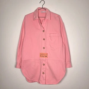 Zara Jeansjacke Overshirt M Rosa Oversize Longline 100% Baumwolle Preloved - Bild 1 von 11