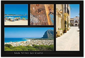 CARTOLINA SICILIA SAN VITO LO CAPO PANORAMA SPIAGGIA BEACH SICILY POSTCARD - Picture 1 of 1