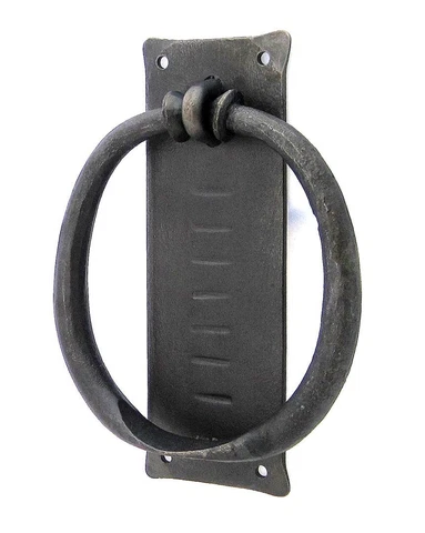 Hand Forged Door Knocker Black Wrought Iron Blacksmith Rustic Antique Hardware Cover