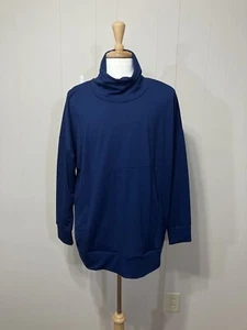 New! Women's "Zelos" Everyday Ease Pullover Navy Cowl Neck Stretch Active Top 2X - Picture 1 of 11