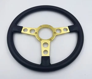 1969-1981 Pontiac Firebird Trans Am Formula THIN Grip Steering Wheel BLACK GOLD - Foto 1 di 4