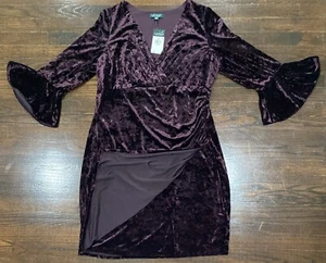 Lauren Ralph Lauren V-Neck Bell Sleeve Velvet Dress Women's Plus Size 16W NWT! - Picture 1 of 10