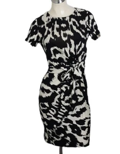 Diane von Furstenberg Zoe Short-Sleeve Printed Tie-Belt Dress Size 4   100% Silk - Picture 1 of 7