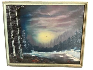 Der Wald bei Nacht, Original Gemälde auf Leinwand - Bild 1 von 3