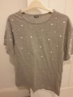 Next Girls Pearl Detail Grey Short Sleeve Top Age 13 Yrs Excellent Condition