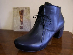 ZAPATOS THINK botas SASSO negro revestimiento de cuero + bolsa de zapatos también Wave Gotik - Imagen 1 de 6