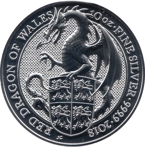 Fine Silver Coin 10oz 2018 Red Dragon of Wales 312g + Capsule Royal Mint Bullion - Picture 1 of 2