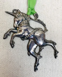 Vtg Williamsburg KIRK STIEFF Silverplate Unicorn Horse Christmas Ornament 1984 - Bild 1 von 5