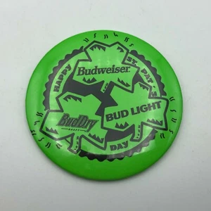 Happy St. Pat's Patricks Day Pinback Budweiser Bud Light Dry Beer Advertising - Picture 1 of 12