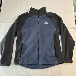 The North Face Fleece Jacket Mens L Blue Black Zip Up Long Sleeve