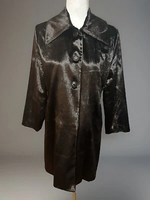 Abrigo Chaqueta De Colección Isda & Co Terciopelo Piel Sintética Coche Cuello Extendido Botón Talla Med Foto 1 de 4