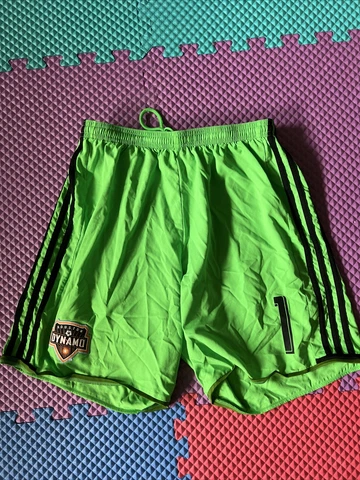 Adidas Houston Dynamo Soccer Shorts Player Issue # 1 Size Large Climacool Green Cover