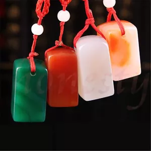 Square Agate Jade Stone Chinese Traditional Carving Seal Sculpture Name DIY - Picture 1 of 6