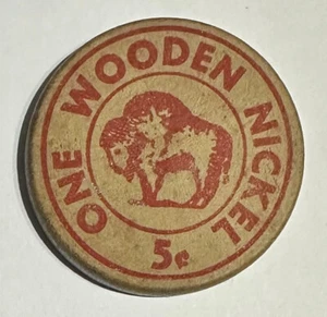 c1970s One Wooden Nickel 5 cent (No back advertising) - Picture 1 of 3