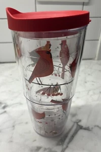 Bicchiere Tervis Natale 24 oz tazza da viaggio alto coperchio rosso cardinale neve vacanza - Foto 1 di 5