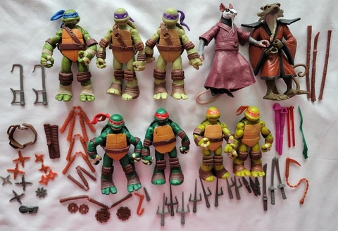 TEENAGE MUTANT NINJA TURTLES TMNT VIACOM ACTION FIGURES W/ ACCESSORIES LOT OF 9 Cover