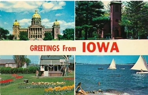 Saludos desde Iowa de colección sin publicar con capitolio y lagos - Imagen 1 de 2